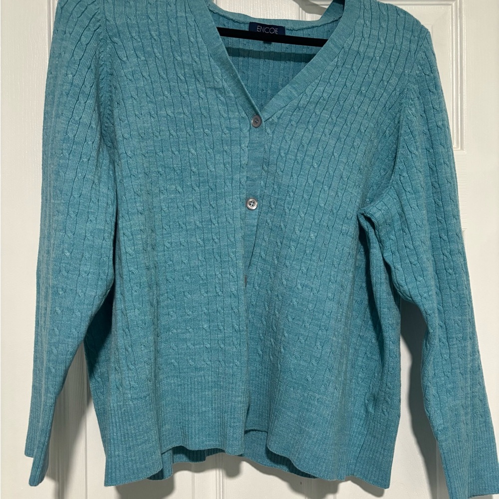 3/$50 Encore Light Blue Knit Top